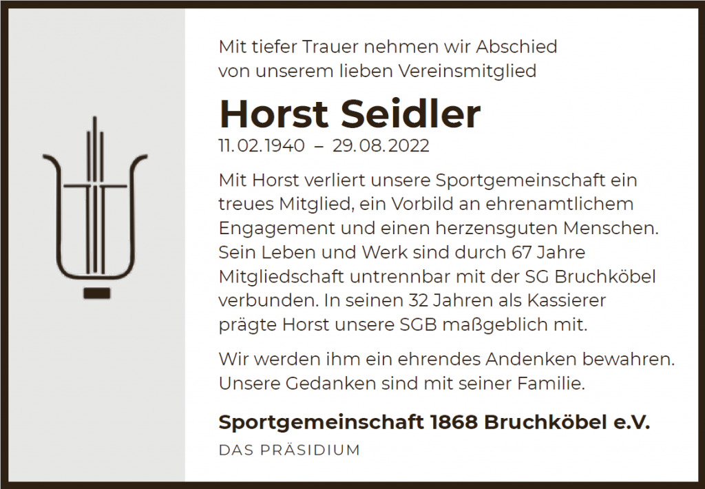 Nachruf Horst Seidler